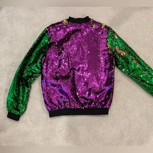 Reversible Sequin Mardi Gras Bomber Jacket
